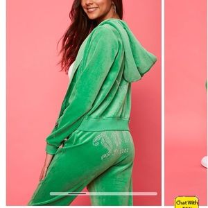 forever 21 juicy couture green tracksuit top and bottoms size small. Worn once.